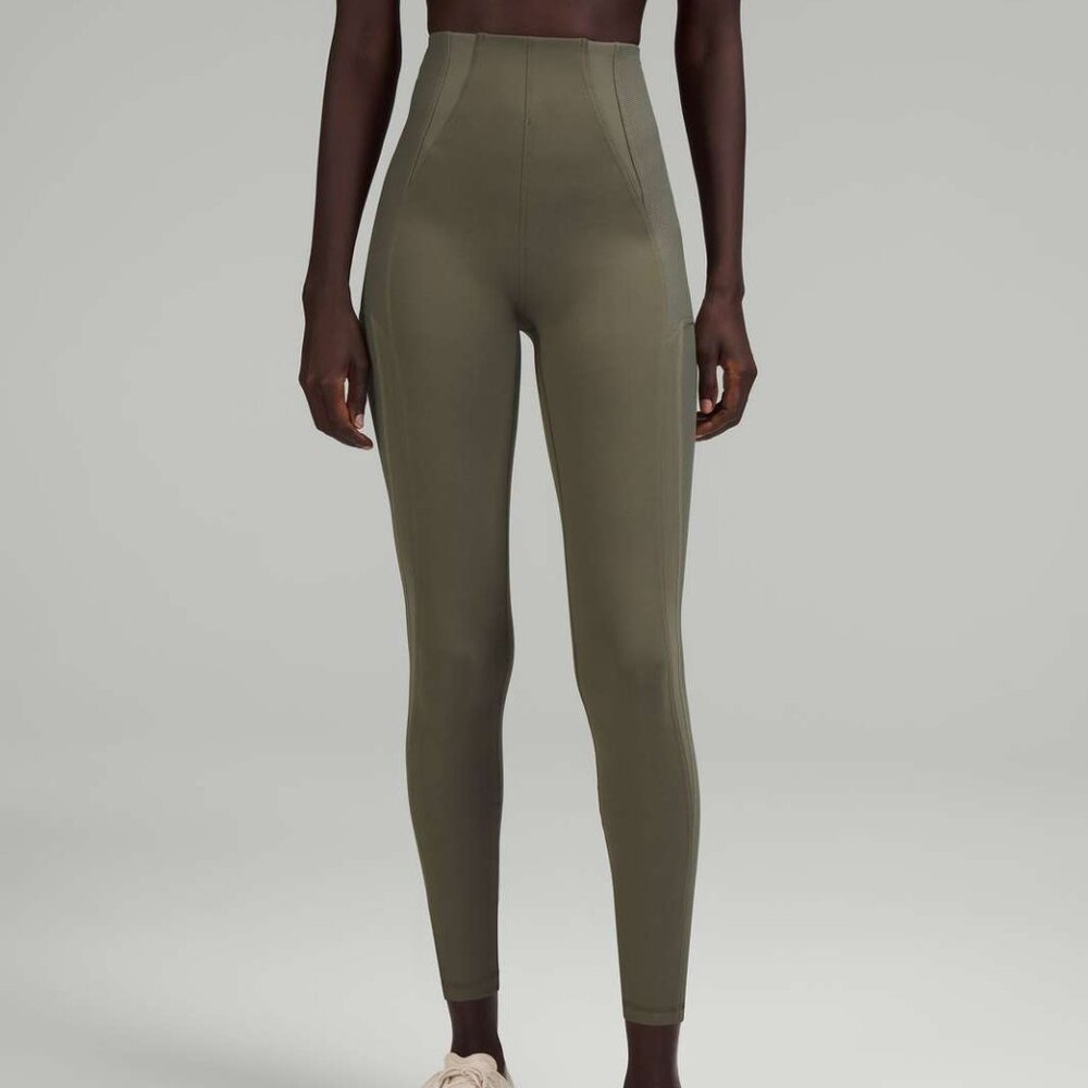Everlux and Mesh Super-High-Rise Training Tight 25" in Army Green